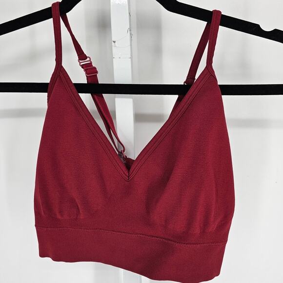 Secret Treasures Womens Sz L Bralette Bra V Neck Solid Dark Red - Picture 1 of 3